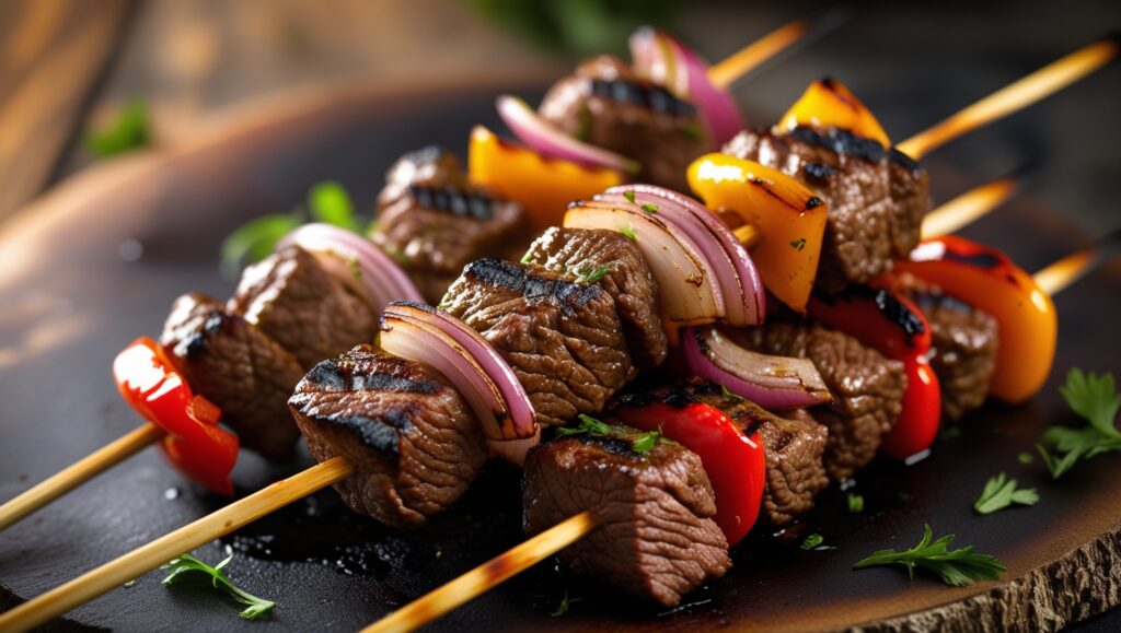 grilled beef kebabs