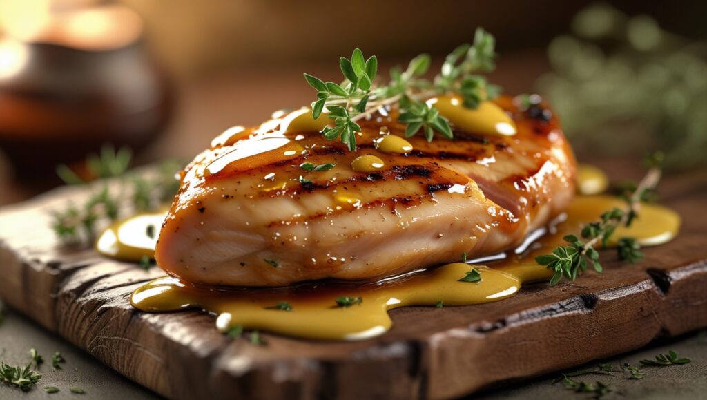 Grilled chicken with mustard and honey