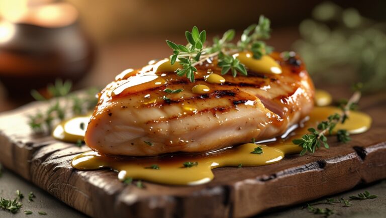 Grilled chicken with mustard and honey
